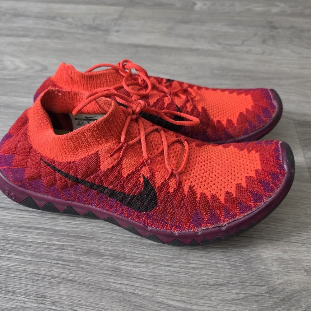 Nike Womens Free 3.0 Flyknit Bright Crimson 636231-600 Size 8.5 Shoes Sneakers - Picture 2 of 10